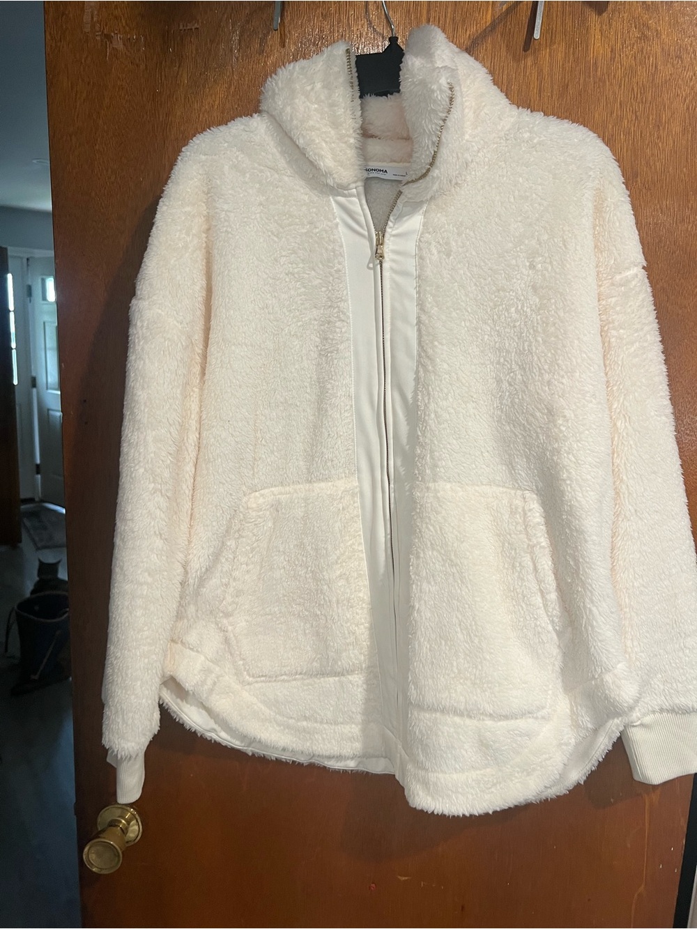 Kohl's Ivory Plush Teddy Zip-Up Jacket